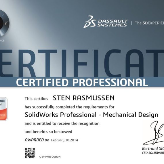 Certified SolidWorks Professional certificering certifikat