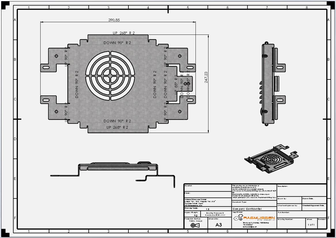 Eksporteret dxf-fil for laserskæring